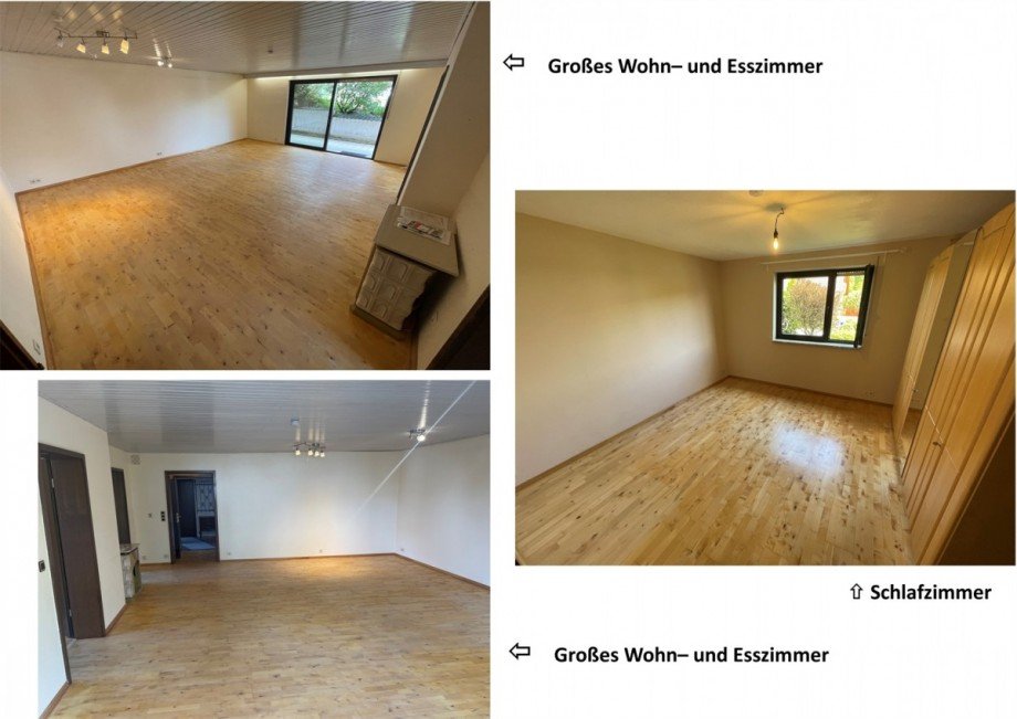 Wohn- u. Esszimmer ohne M�bel Etagenwohnung Krombach