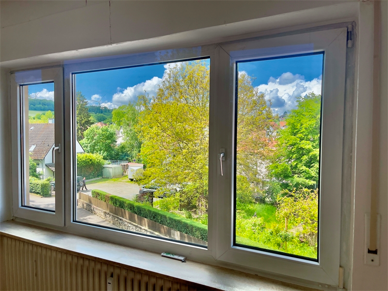 Blick nach aus dem Wohnzimmer Etagenwohnung Ober-Ramstadt