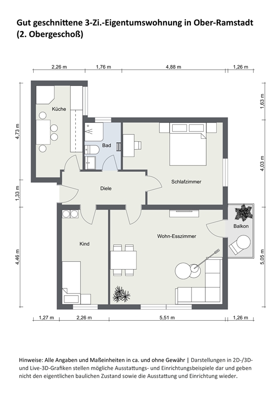 Grundriss 2D - ETW OR Etagenwohnung Ober-Ramstadt