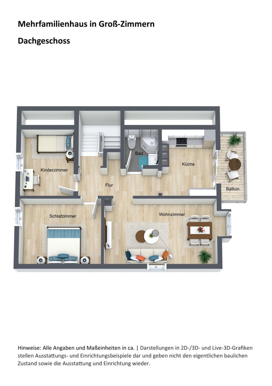 Dachgeschoss - Grundriss 3D Einfamilienhaus Gro�-Zimmern