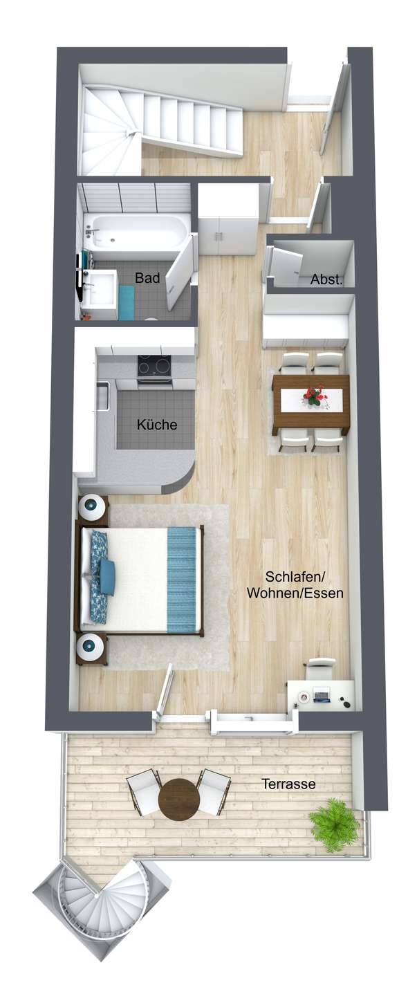 16 - EG-Wohnung in Gro�-Zimmern - 3D - Etage 1 - Grundriss Wohnung Gro�-Zimmern