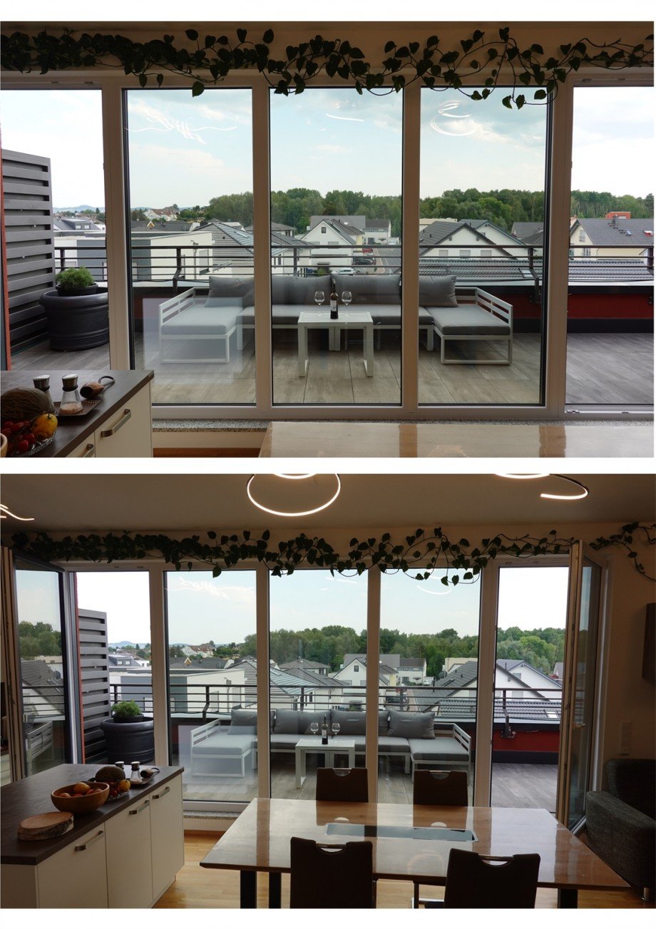 Vom Esszimmer auf die Terrasse Penthousewohnung Gro�-Zimmern