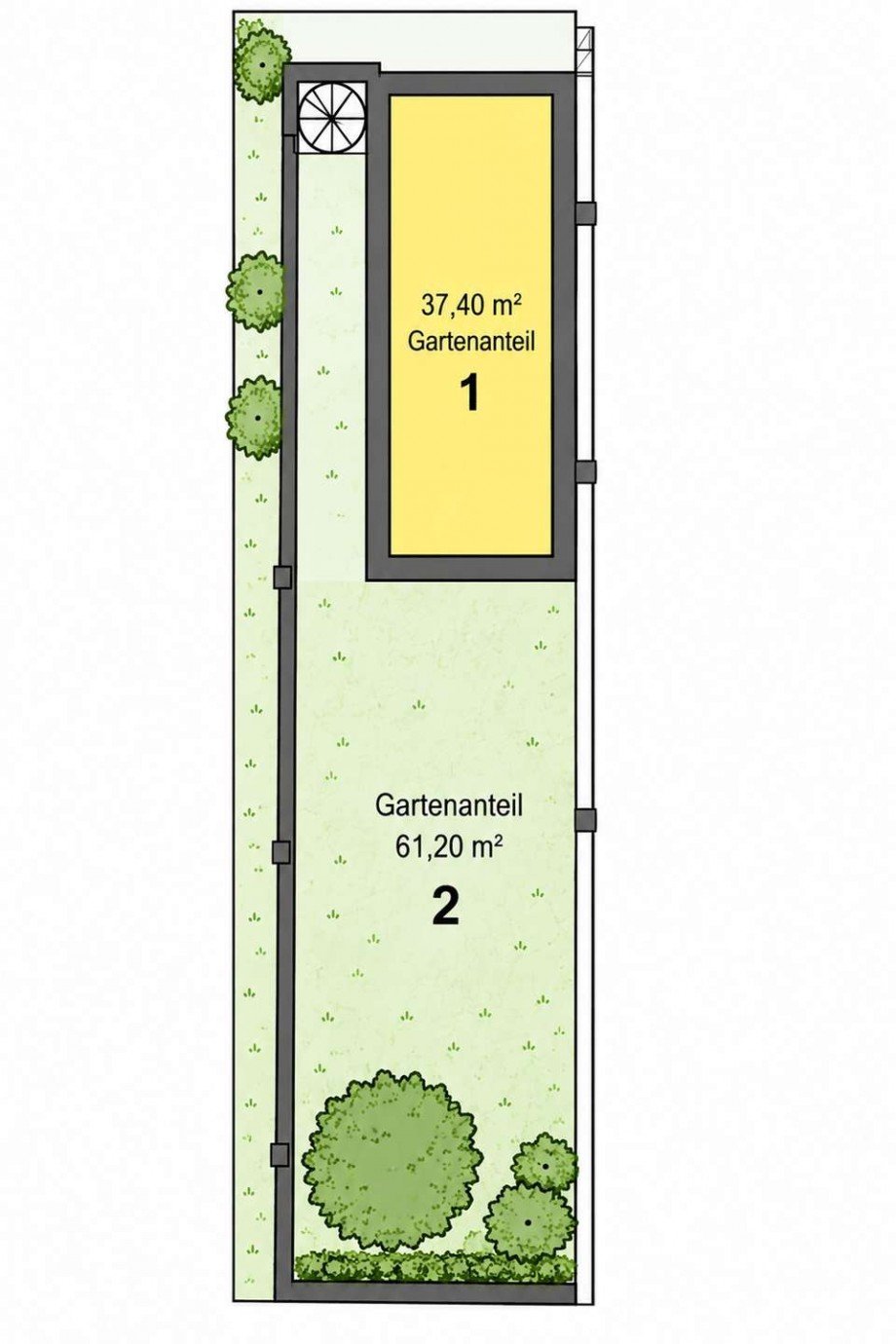 18 - Technischer Gartenplan mit Fl�chenaufteilung Wohnung Gro�-Zimmern