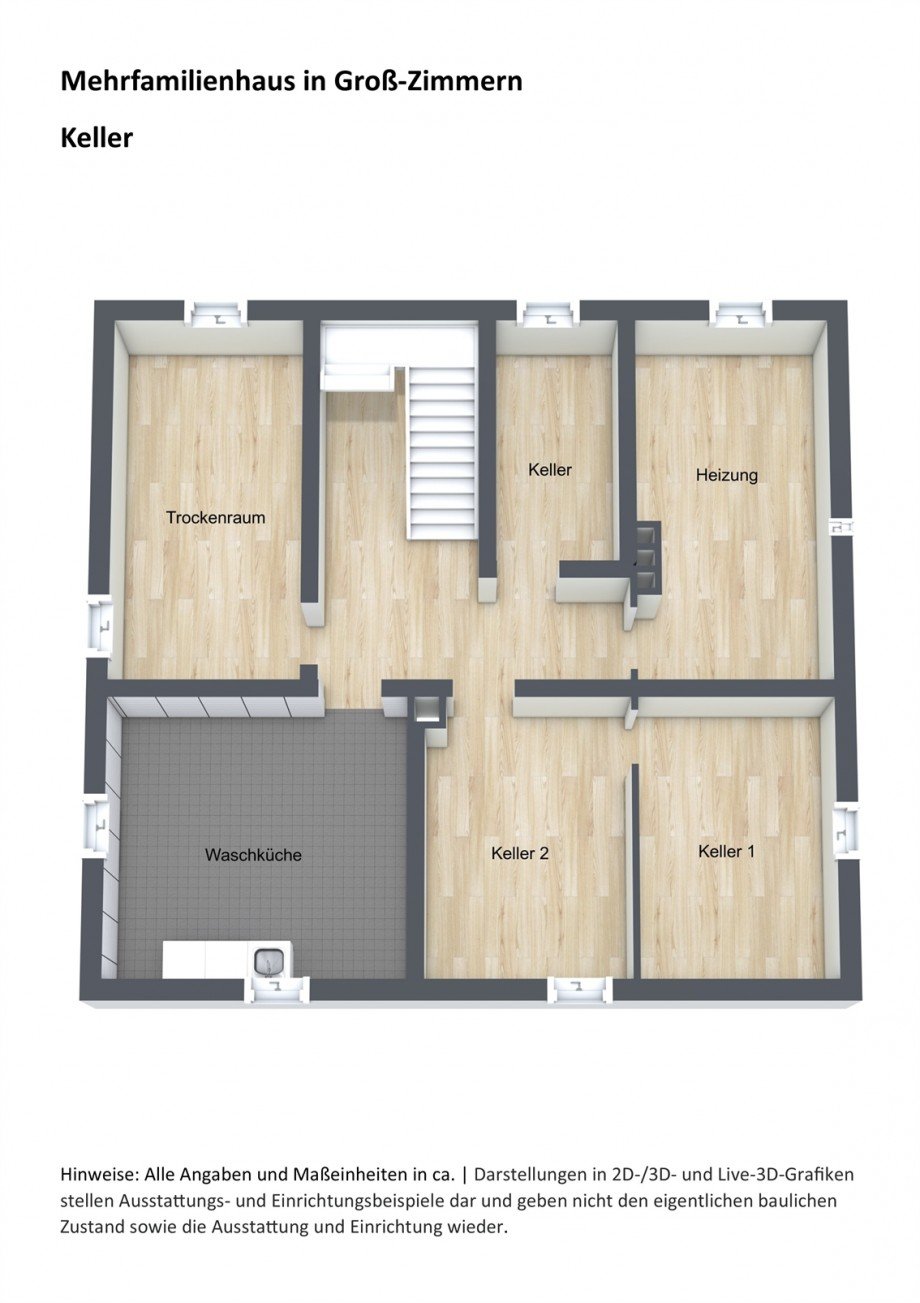 Keller - Grundriss 3D Einfamilienhaus Gro�-Zimmern