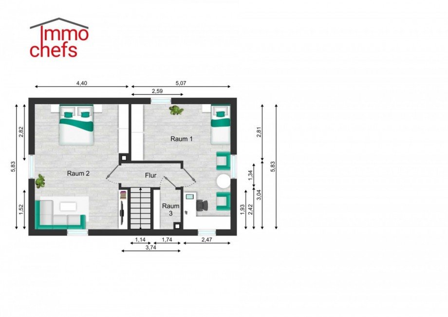 5.3 Dachgeschoss - 2-Fam-Wohnhaus Zweifamilienhaus R�dermark