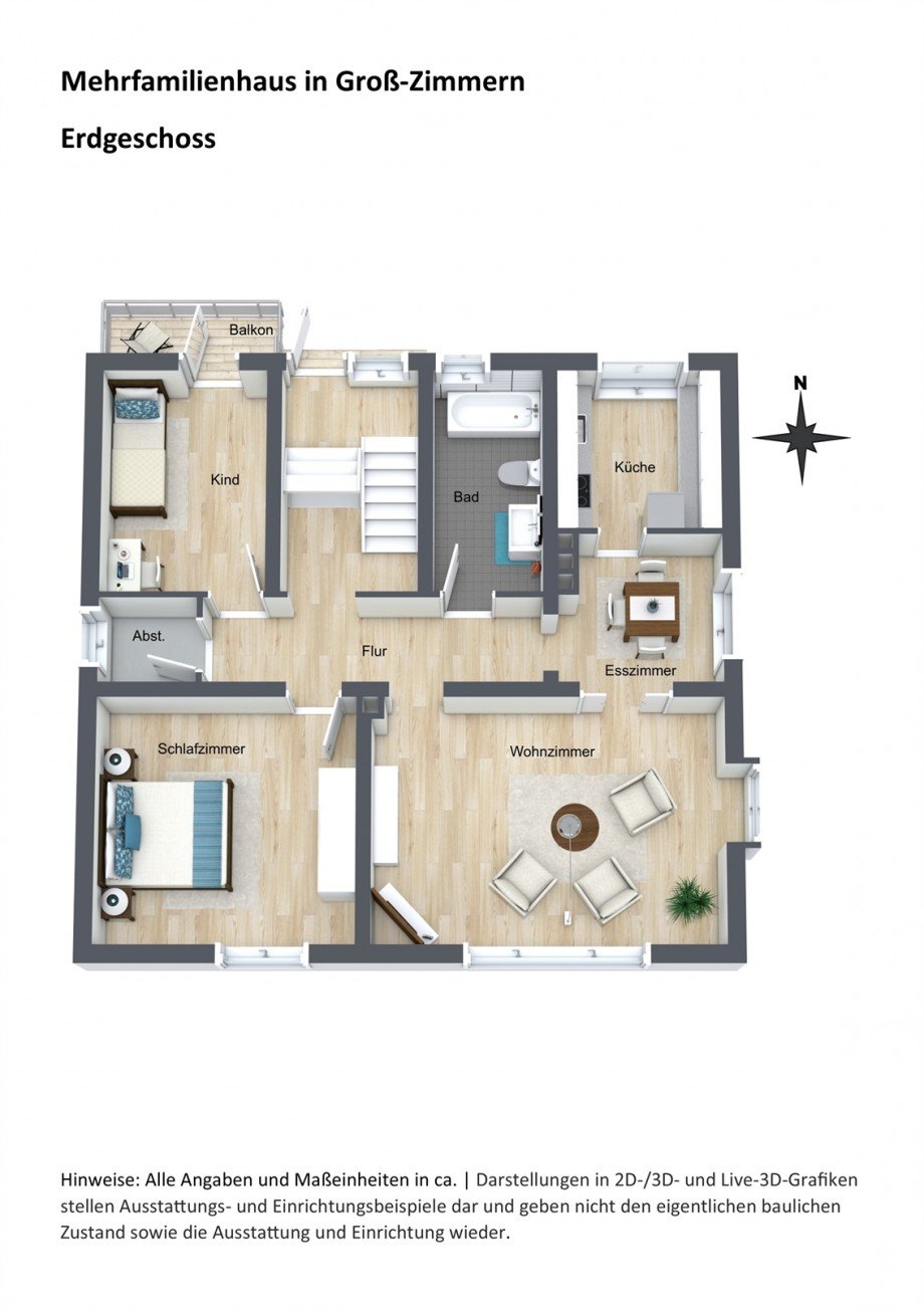Erdgeschoss - Grundriss 3D Einfamilienhaus Gro�-Zimmern