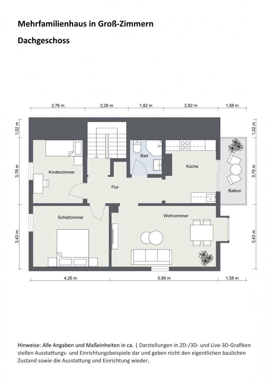 Dachgeschoss - Grundriss 2D Einfamilienhaus Gro�-Zimmern