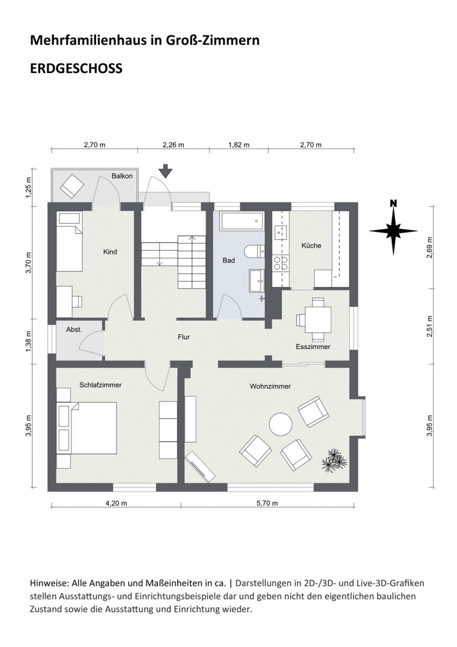 Erdgeschoss - Grundriss 2D Einfamilienhaus Gro�-Zimmern