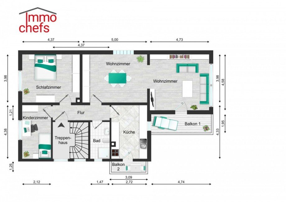 5. 2 1. OG - 2-Fam-Wohnhaus Zweifamilienhaus R�dermark