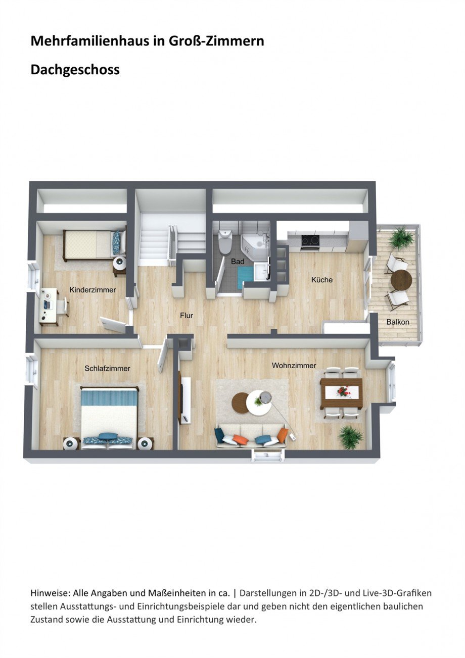 Dachgeschoss - Grundriss 3D Einfamilienhaus Gro�-Zimmern
